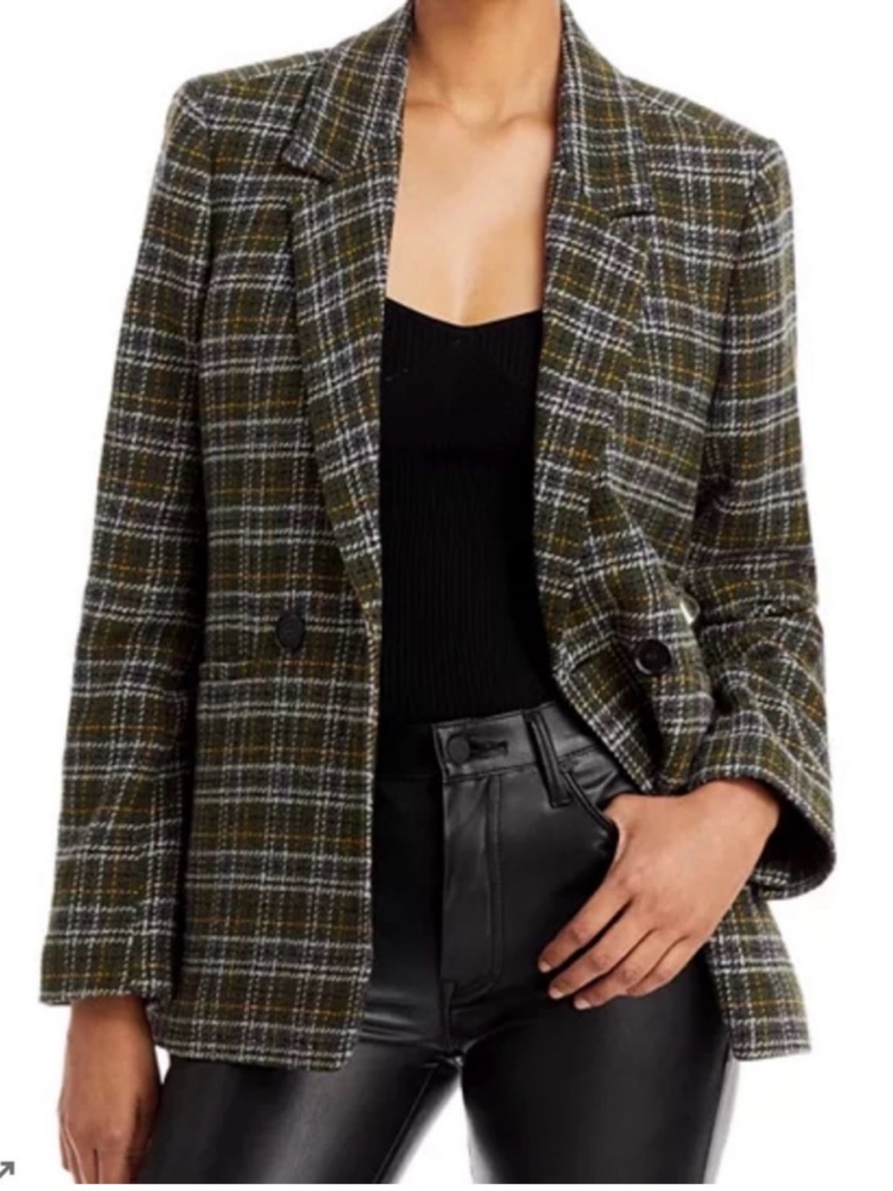 Anine Bing Madeline Plaid double breasted blazer